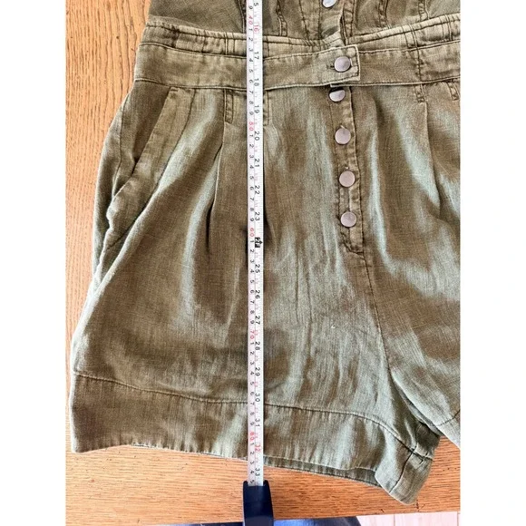 Free People City's Edge Romper in Dried Basil Linen Blend M - Picture 7 of 10